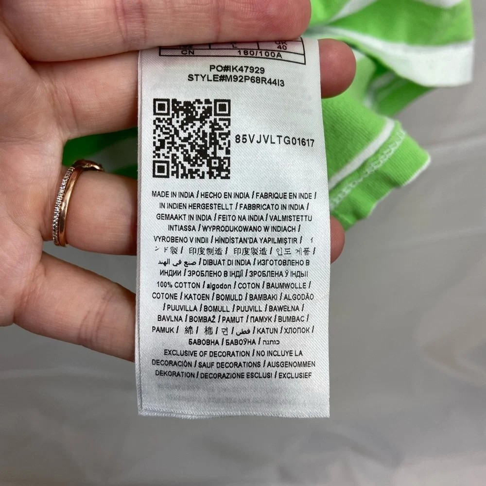 Vintage GUESS Los Angeles men’s green white striped embroidered casual‎ shirt L - Picture 6 of 9